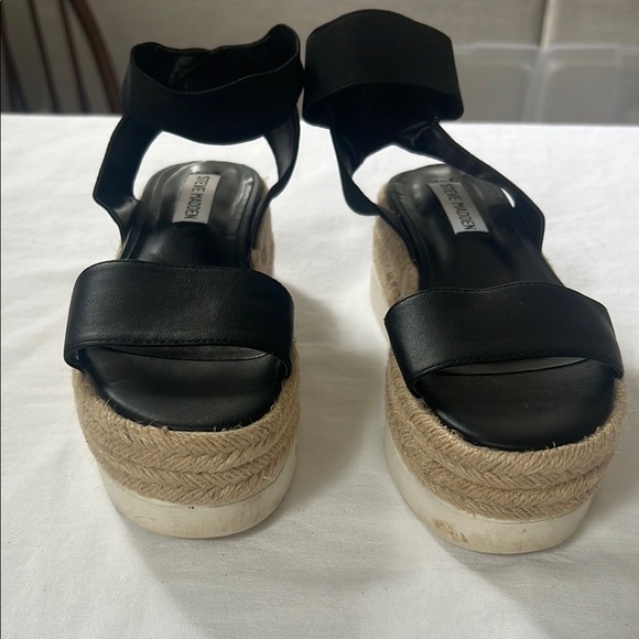 Steve Madden Black Espadrille Platform Shoes - Picture 3 of 5